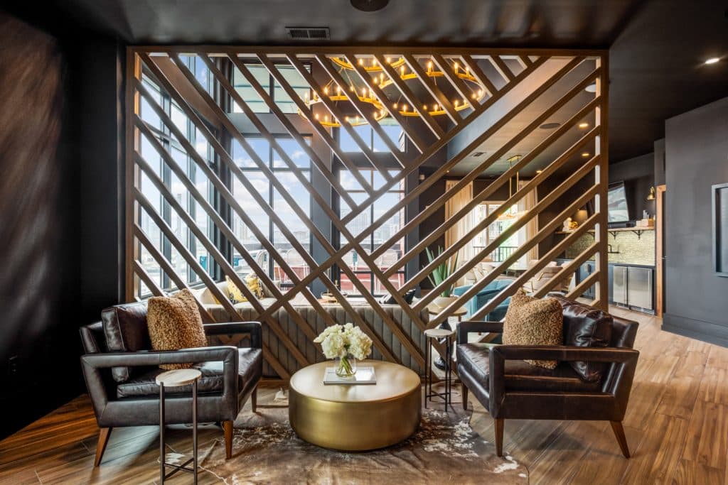 Luxury finishes and furnishings in Margaux Midtown's skylounge