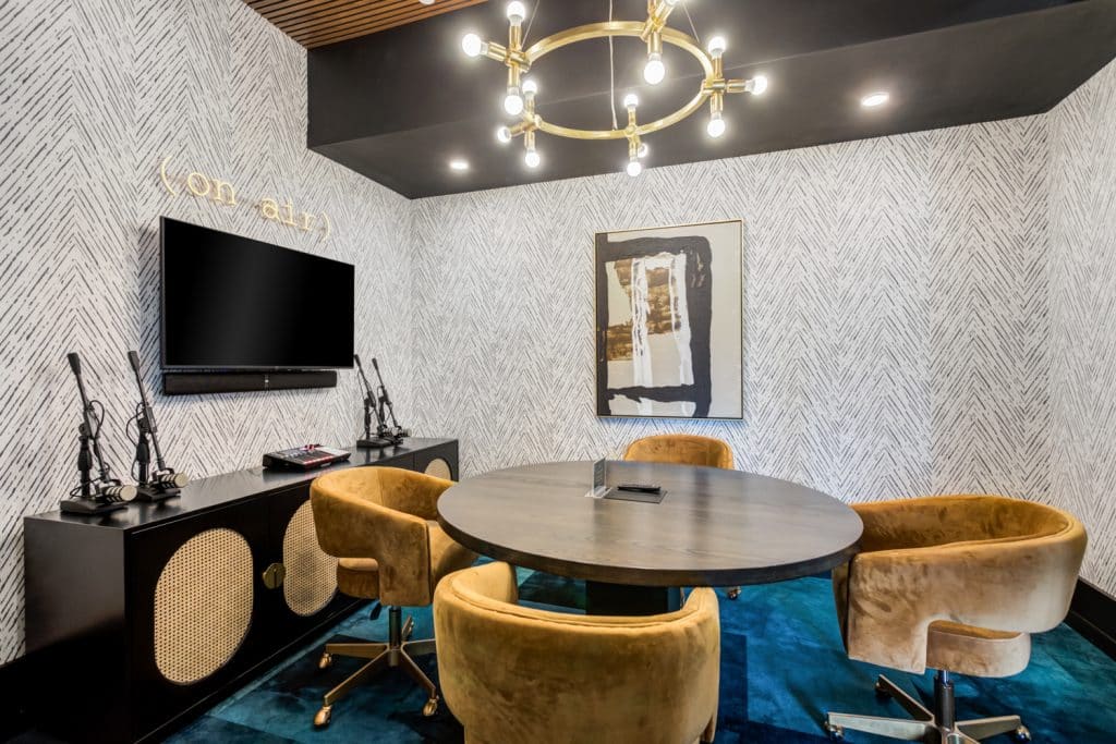 Podcasting room and equipment available to residents at Margaux Midtown