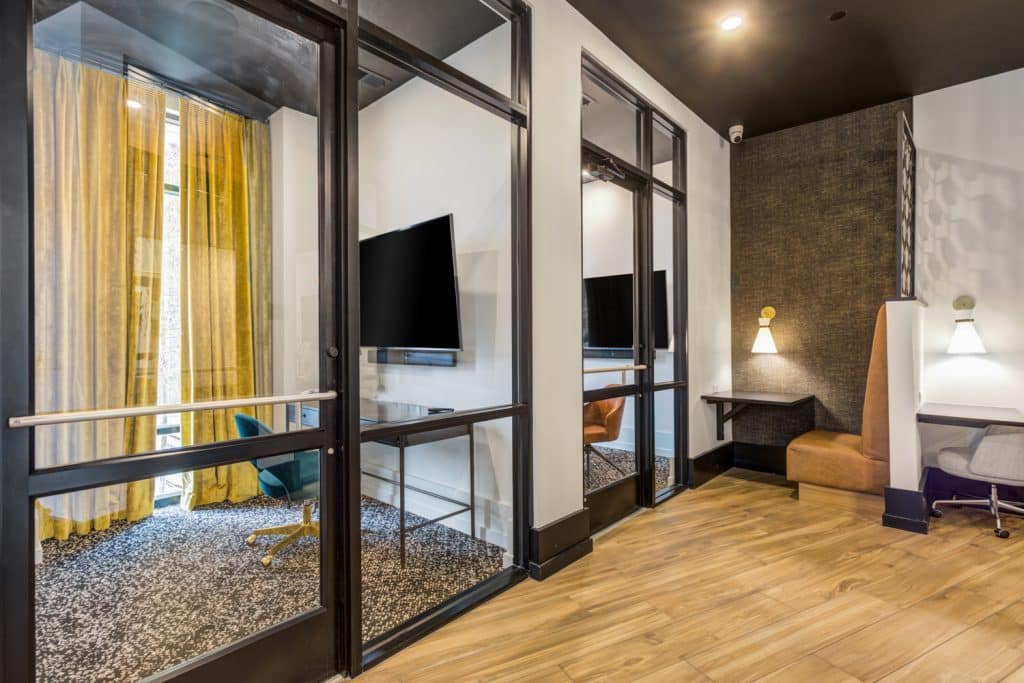Co-working spaces and private suites available to residents at Margaux Midtown